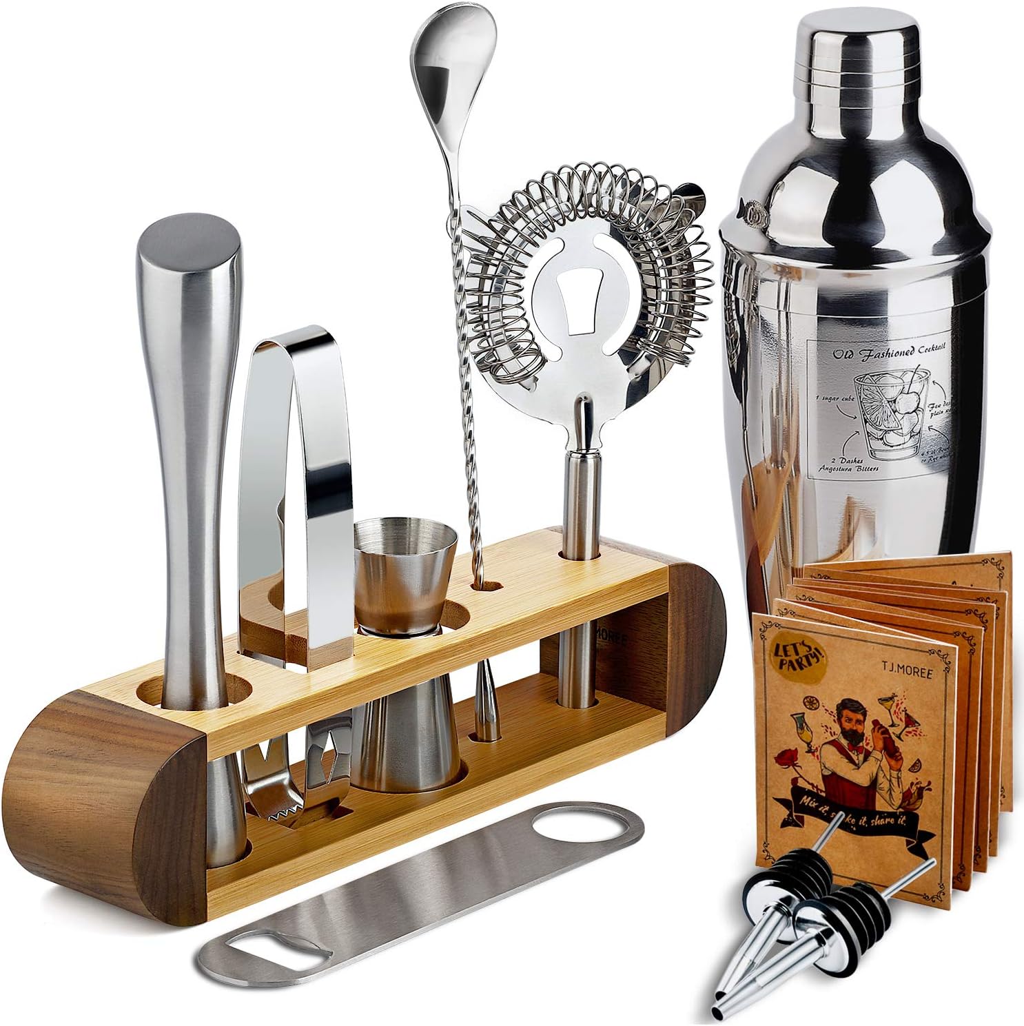 Cocktail Shaker Bartender Kit with Stand, 11Piece Bar Tool Set