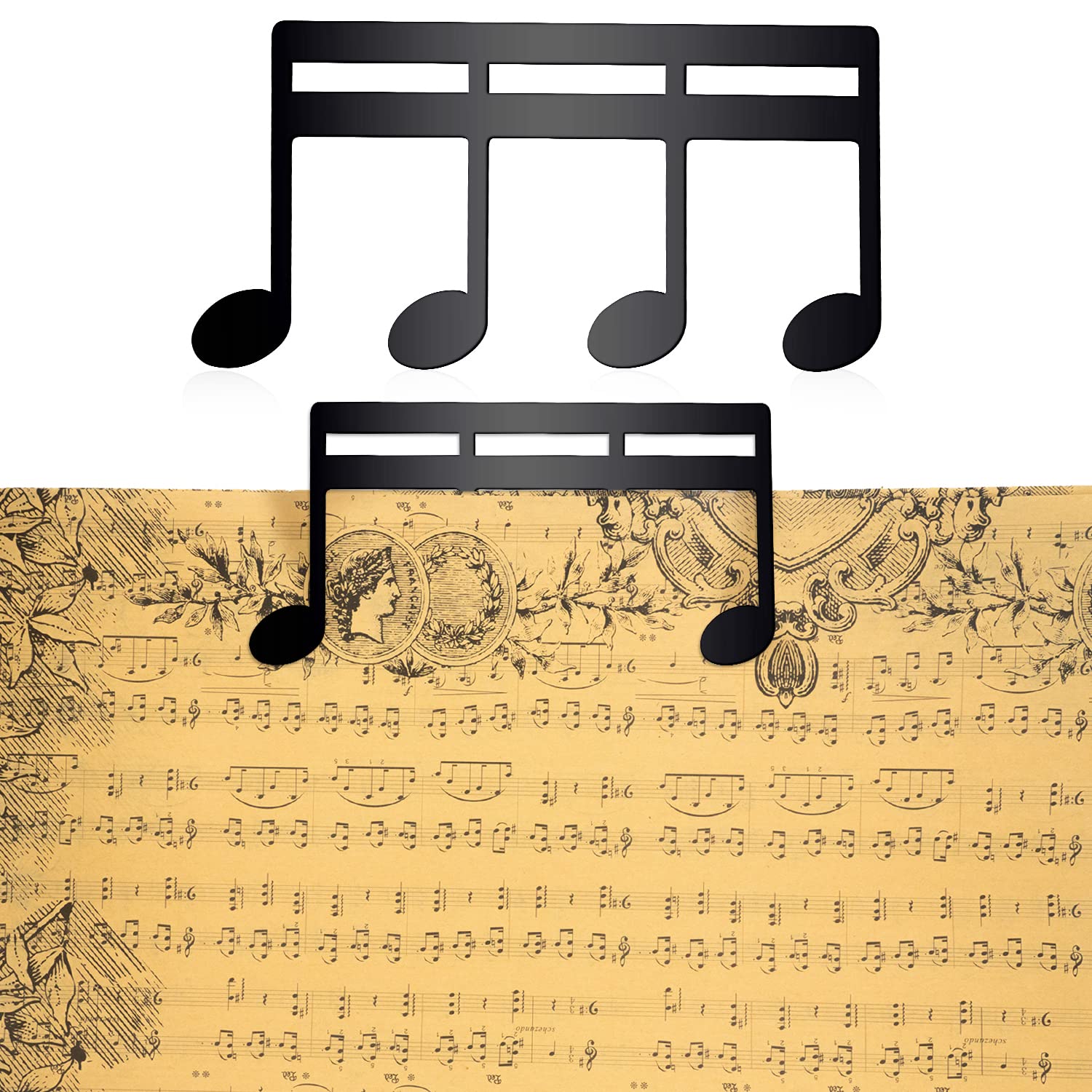 Metal Music Book Clip, Music Stand Clips Sheet Music Clips for Outdoor Playing, Note Paper, Books Piano, Guitar, Violin, Keyboard (Black)