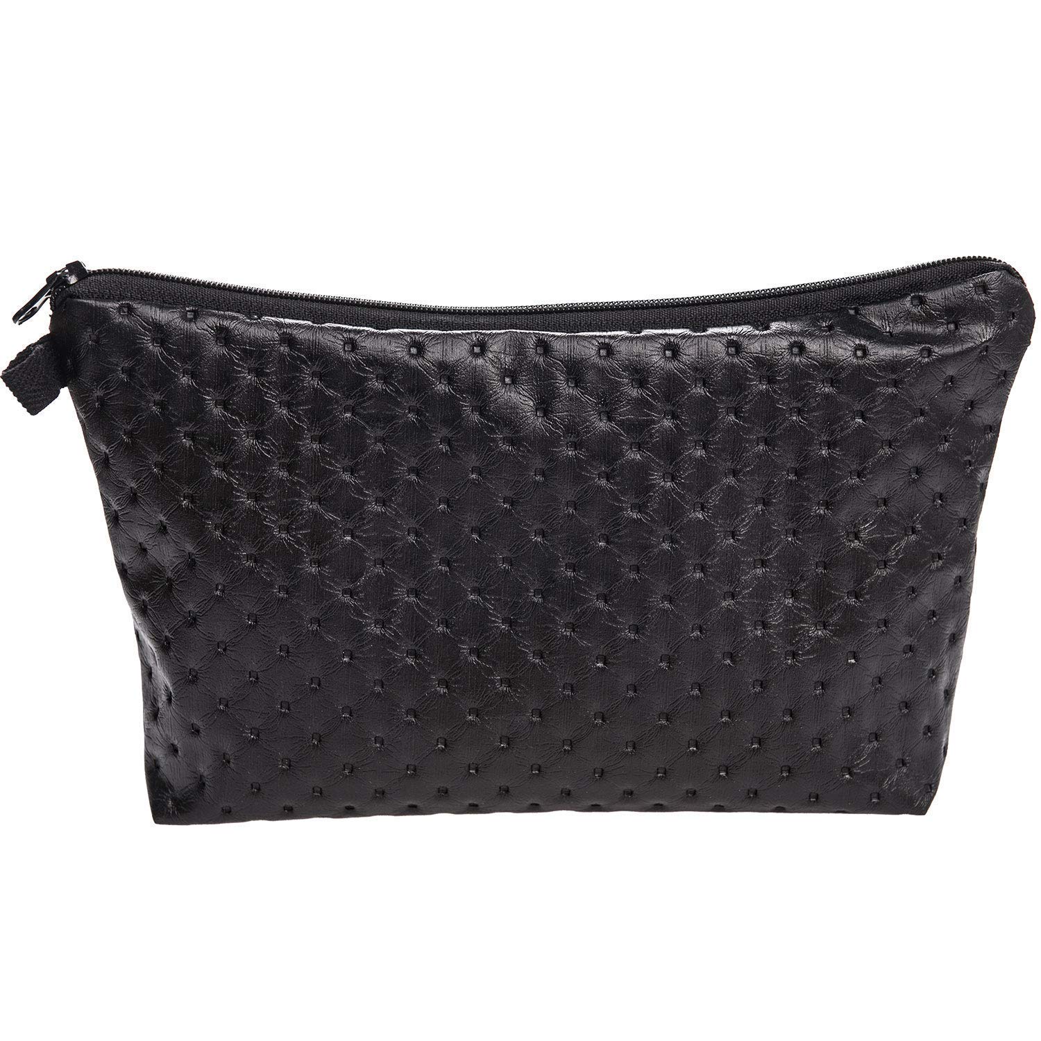 PREMYO Make-Up Pouch Cosmetic Bag Toiletry All Over Printed Design Black Fits in Handbag Ideal for Essentials Traveling Suitable as Pencil Case