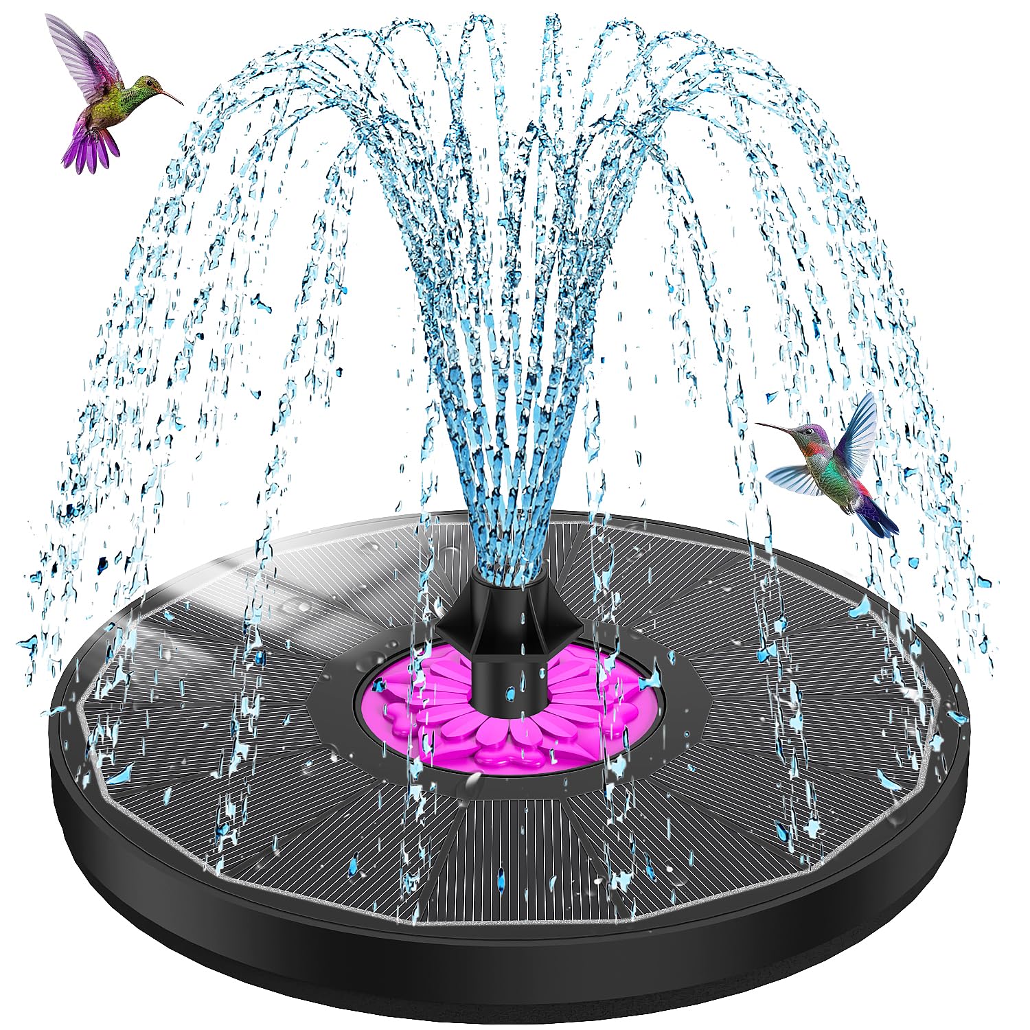 SZMP 3.5W Solar Fountain, Glass Panel Bird Bath Fountains, Solar Powered Water Fountain Pump with 7 Nozzle & 4 Fixers for Garden, Pond, Bird Bath, Pool (Black)