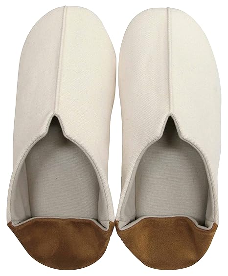 Amazon おしゃれ な バブーシュ スリッパ カカトあり 帆布xスエード