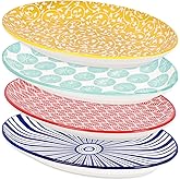Selamica Serving Platters Ceramic, 12 Inch Serving Dishes for Party Entertaining, Oval Serving Plates for Sandwich, Appetizer, Fruit, Microwave Dishwasher Safe, Set of 4, Assorted Colors