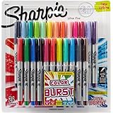 Sharpie Color Burst Permanent Markers, Ultra-Fine Point, Assorted Colors, Pack of 24