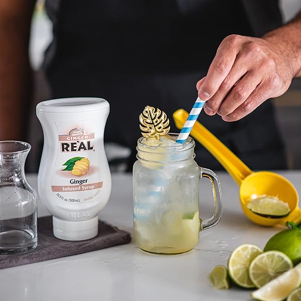 GINGER REÀL, GINGER INFUSED SYRUP, 16.9 FL OZ SQUEEZABLE BOTTLE (PACK OF 1)