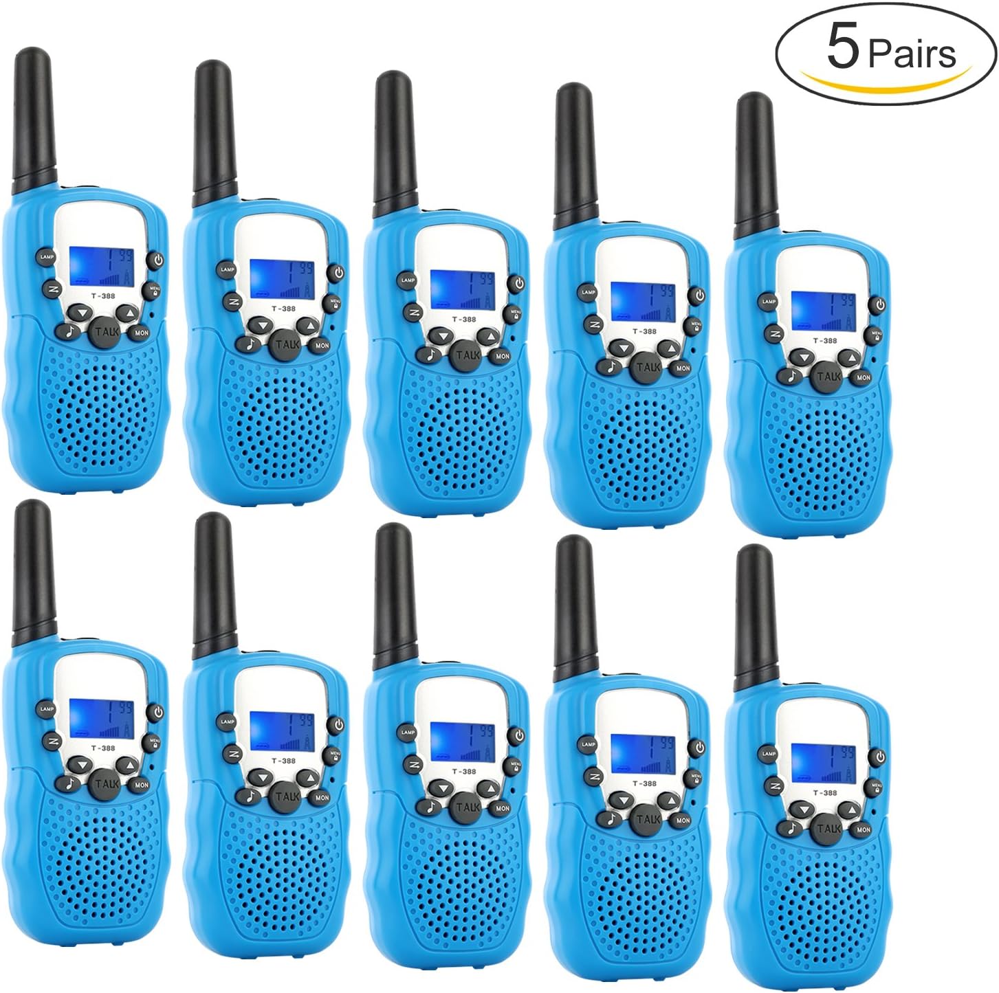 Bobela T388 Best Cheap Walkie Talkie as Festival Birthday Gift for EU Boys Men/Two Way Radio for Kid Cycling / 3-5Km Range Walky Talkies with Torch for Home Family Elderly Camping (Blue 10 Pack)
