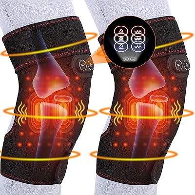 DOACT Knee Heating Pad and Knee Massager 2in1 for Knee Pain, Knee Warmers Heat Wrap for Knee, Heat Therapy and Vibration Motors for Joint Soreness, Swelling, Cramps, Rheumatism (2 Pis)