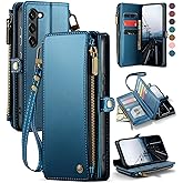 Defencase Compatible with Samsung Galaxy S23 Plus Case Wallet with RFID Blocking Card Holder for Women Men, PU Leather Magnetic Snap Flip Zipper Strap Phone Case Fit for Galaxy S23 Plus 5G 6.6", Blue