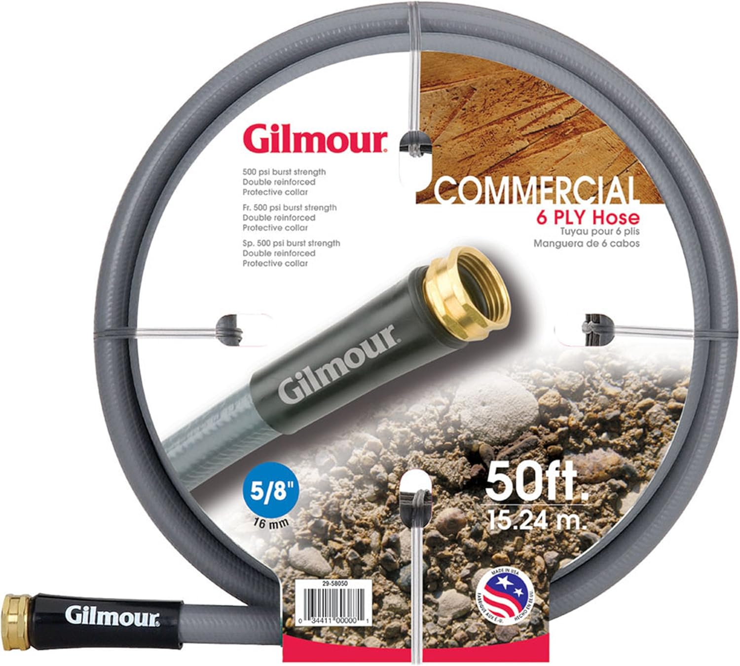 gilmour 29 series 6 ply commercial rubber vinyl hose 5 8 inch x 100 feet 29 58100 gray