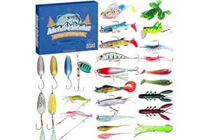 SEAN'S CHOICE Fishing Advent Calendar 2025, 24 Days of Surprise with 27Pcs Fishing Lures Set for Men Teen Boys Dad Christmas Countdown