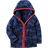 Carters Boys Full-Zip Hooded Fleece Jacket; Navy Camo W/Red Trim