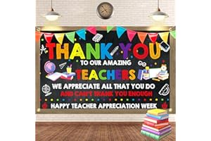 JAAILEE Teacher Appreciation Banner Thank You Teachers Banner Appreciation Decorations Happy Teacher Appreciation Week Backdrop School Classroom Office Background Decorations
