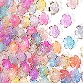 CTEAKOP 100 Pcs Flower Beads for Jewelry Making, Gold-Plated Flower Charms, Cherry Blossom Beads, Acrylic Floral Beads for Crafts, Bracelets (Multiple Colors)
