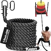 Weight Workout Sled Pulling Rope - 1.5 Inch Dia.15FT 20FT 30FT 40FT Length Heavy Duty Workout Rope for Weight Sled, Tire Drag, Football Training, Fitness Resistance Exercise Equipment for Men &amp; Women