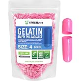 XPRS Nutra Size 4 Empty Capsules - 100 Count Empty Gelatin Capsules - Pills DIY Capsule Filling - Pure Bovine Pill Gel Caps (Pink)