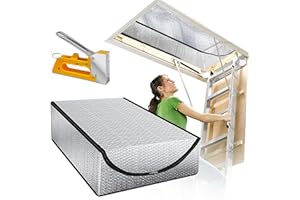 SOUROYEA Attic Stairway Insulation Cover, 25" x 54" x 11", Attic Door Insulation Cover with Zipper and Thicken Aluminum Foil for Summer Heat, Winter Cold, Moisture and Dust (Attic Cover + Installation Tool)