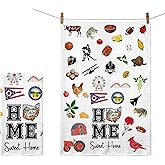 Home Sweet Home Ohio Kitchen Towel - Housewarming and Homecoming Gifts - Ohio State Favorite Symbol Dish Towels Gifts for Women Friends for Birthdays Mother's Day and Holidays