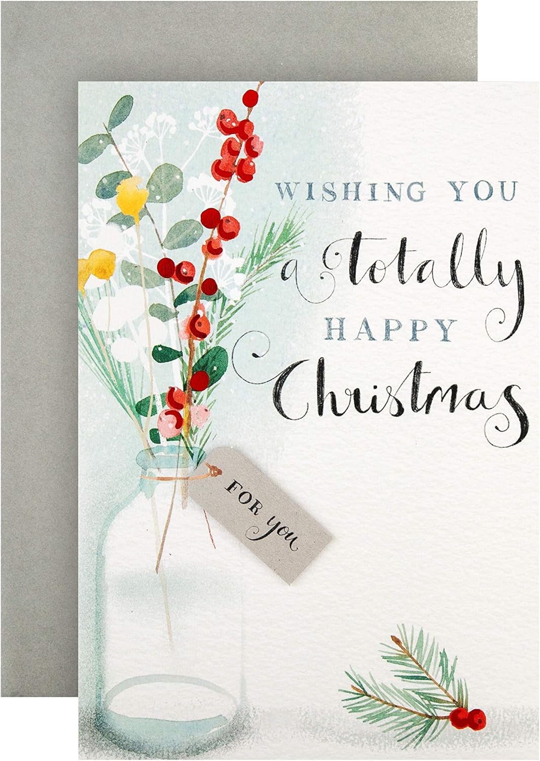 Hallmark Christmas Card - Contemporary Festive Foliage Design, Red, 20.2 cm by 13.8 cm - Image 3