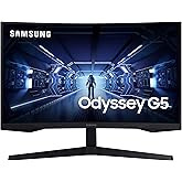 SAMSUNG Odyssey G5 Series 27-Inch WQHD (2560x1440) Gaming Monitor, 144Hz, Curved, 1ms, HDMI, Display Port, FreeSync Premium (