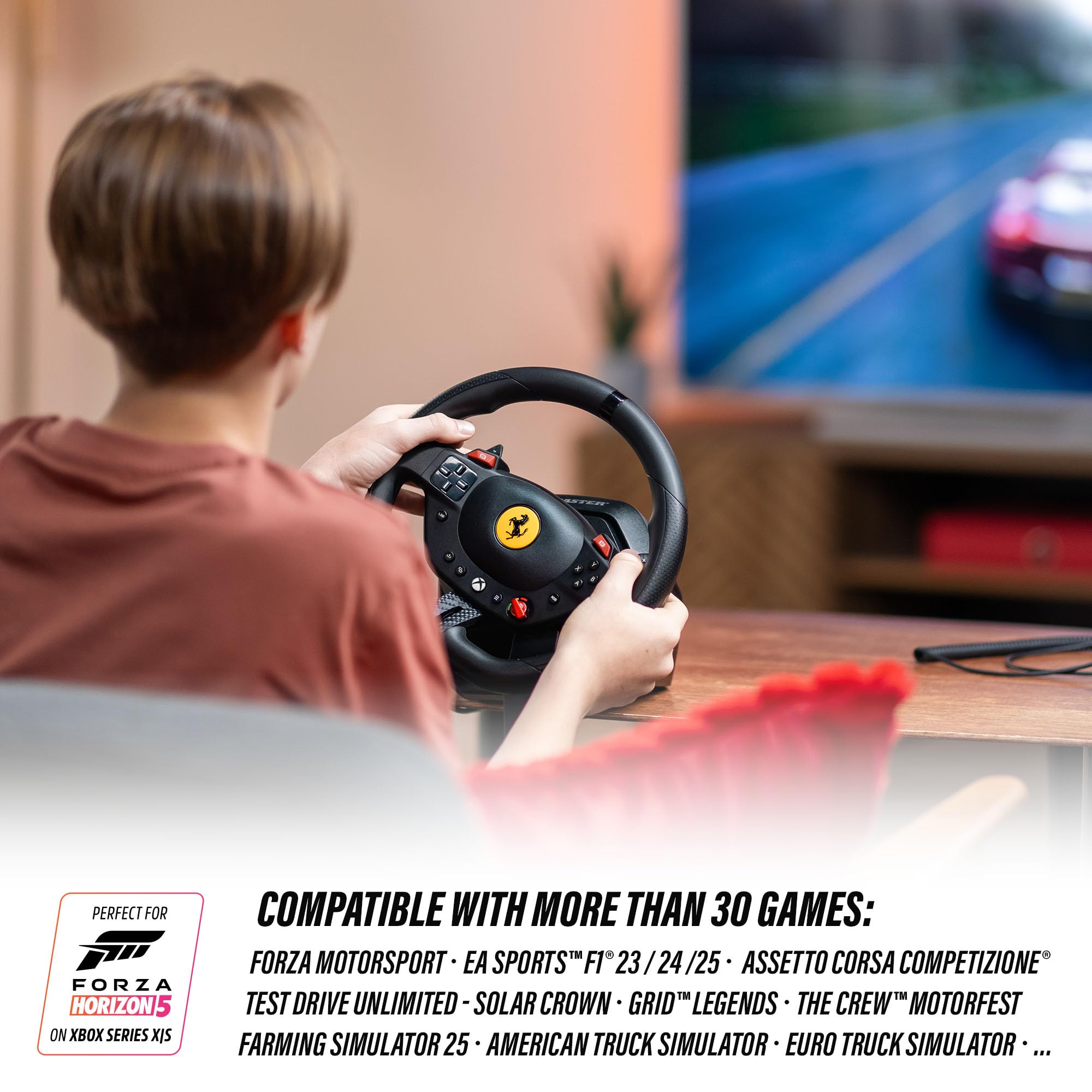 Thrustmaster T98 Ferrari 296 GTS – Offizielles Ferrari Rennlenkrad & Pedal-Set für Xbox Series X|S, Xbox One & PC – Bungee-Cord-System, Magnetische Pedale, Manettino-Wahlschalter 8
