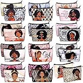 Talltalk 24 Pcs African American Black Makeup Bags for Women Toiletry Canvas Zipper Makeup Bags Black History Month Women Gifts Cosmetic Pouch Reusable Multipurpose Organizer