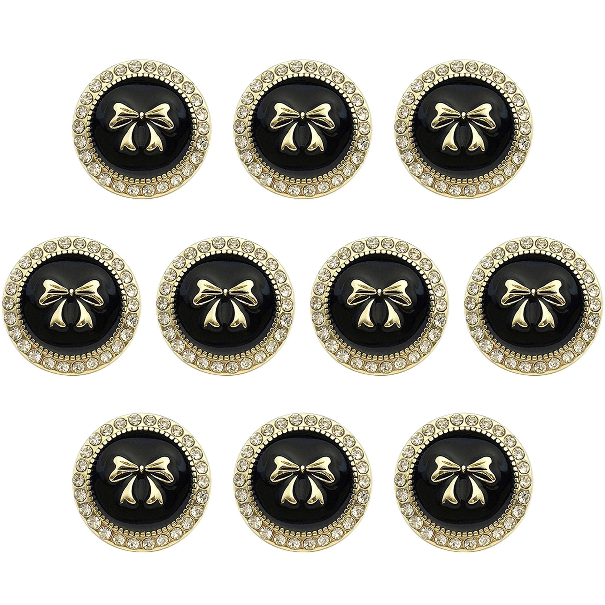 ftiemlovde 10 Novelty Brass Gold and Black Buttons for Blazer，Vintage Style Large Button Metal for Cardigan Crafting， Decorative Jacket Button for Sewing Women（H10 23 mm）
