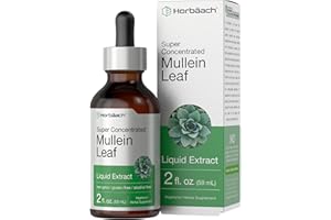Horbäach Mullein Leaf Extract Drops | 2 fl oz | Alcohol Free Liquid Tincture | Vegetarian, Non-GMO & Gluten Free Herbal Supplement