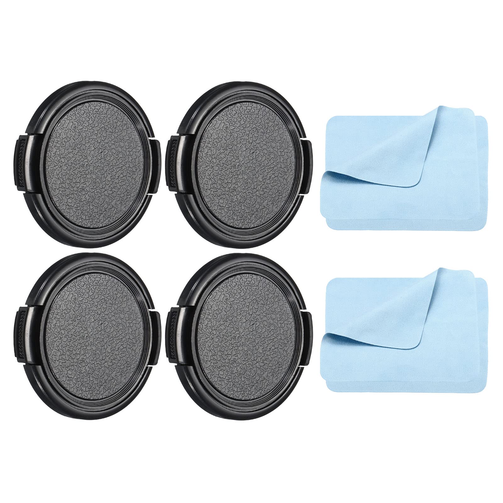 PATIKIL Camera Lens Cap, 4 Pack Sides Pinch Front Lens Cover with Microfiber Cleaning Cloth for 49mm Thread Universal DSLR Lenses for Nikon, for Fujifilm, for Pentax, for Leica