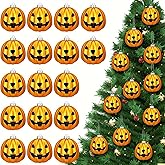 Pinenjoy 24Pcs Halloween Pumpkin Ornament Spooky Jack-O-Lantern Hanging Balls for Thanksgiving Halloween Christmas Holiday Party Home Decorations
