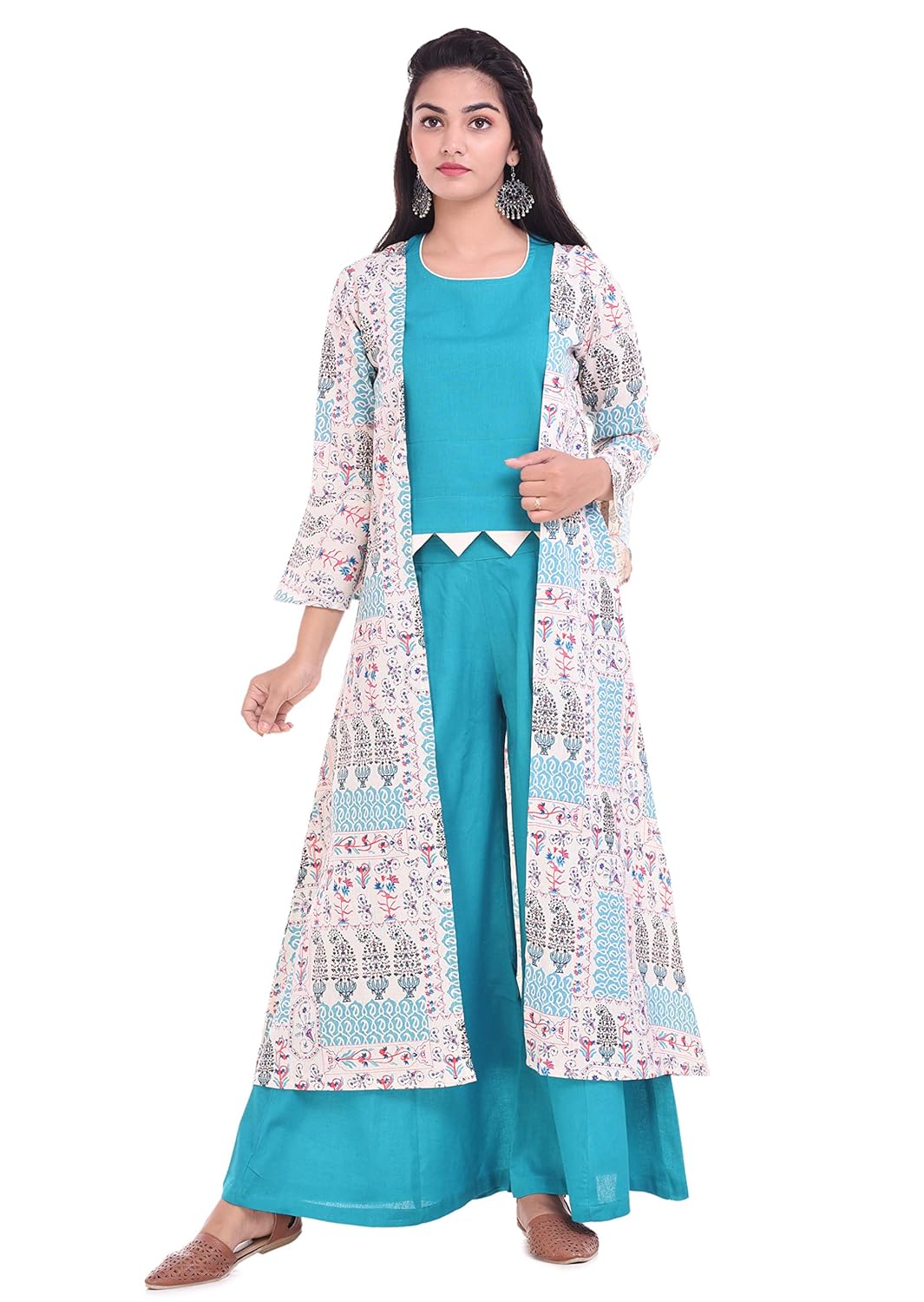 rajmandirfabrics women's cotton jacket,top with palazzo