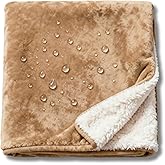 CREW FLX Waterproof Blanket for Bed Intimacy (80"x 60" Queen Size) Reversible Fleece | Sherpa, Love Blanket, Water Proof TPU Stain Proof Couch Furniture Mattress Winter Large Dog Bed Cover - Beige