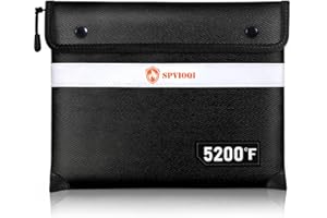SPVIOQI Upgraded 5200°F Fireproof Document Bag - with Heat Insulated, 14.2"x11" Fireproof Money Bag for Cash/Documents, 8 Layers of Functional Materials, Waterproof Fireproof Bag with Zipper/Reflective Strip
