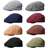 JaGely 8 Pcs Newsboy Flat Caps for Men Breathable Cabbie Driving Hunting Hats Classic Newsboy Hats for Men Father Gifts