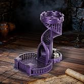 AUSPDICE Castle Dice Tower and Tray, Retro DND Dice Roller for RPG Games | Fantasy Tabletop Decor and Roleplaying Accessory for Dungeons and Dragons, Board Game Nights and Campaigns - Metallic Purple