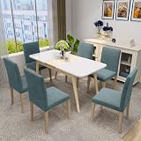 MAXIJIN Stretch Velvet Chair Covers Set of 6 Stone Blue view 3