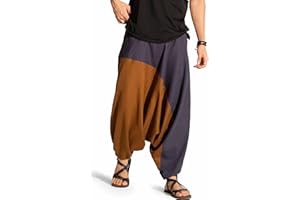 THE VESHTI COMPANY Travel Hippie Parachute Pants for Men, Baggy Flowy Pants Lounge Yoga Harem Boho Music Festival Dance Pant