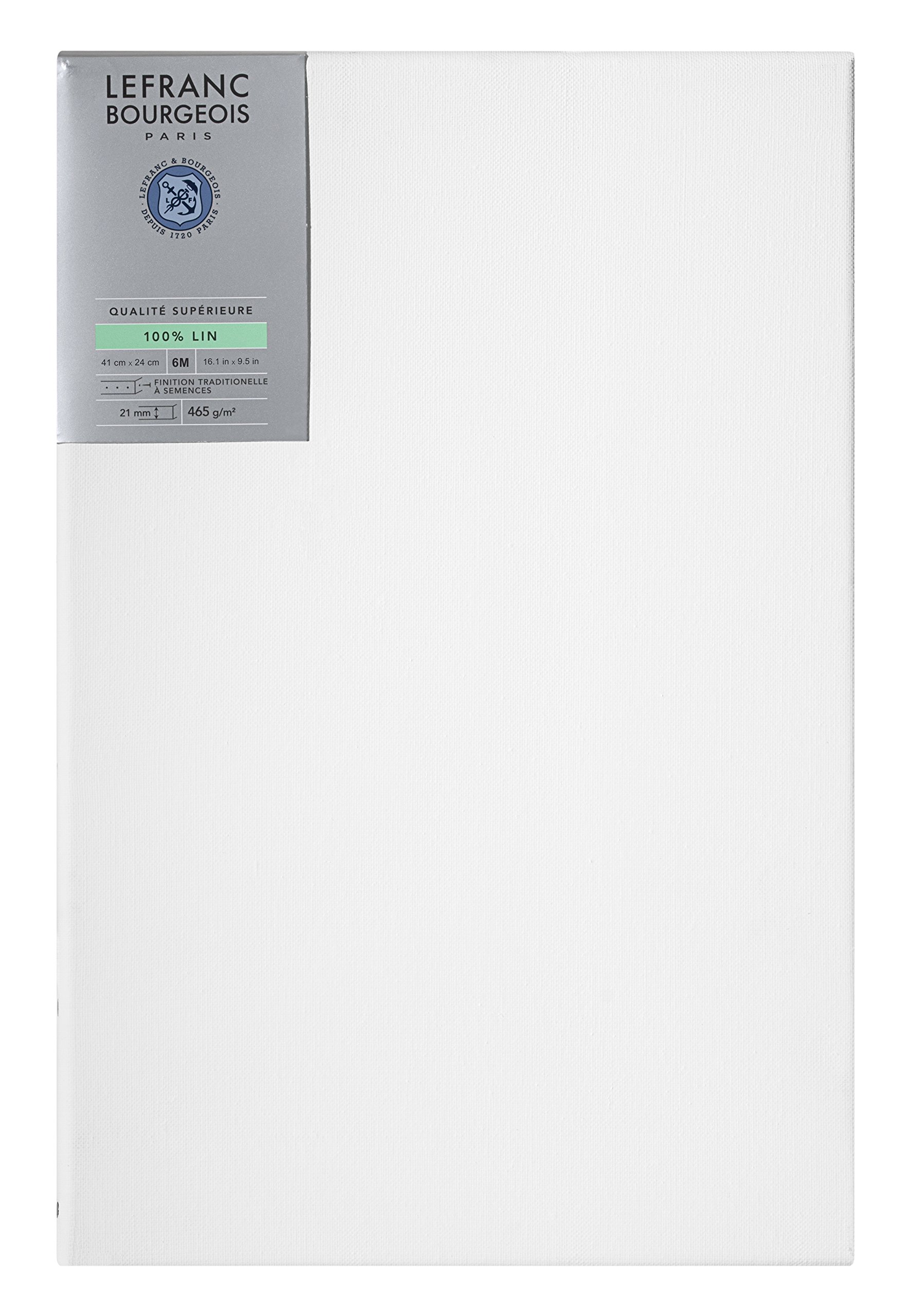 Lefranc Bourgeois 111237 Stretcher Frame Made of 100% Linen in Premium Quality, Ready to Use Primed with Titanium Dioxide Gesso, Nailed to Side on Solid Pine Wood - 6 m