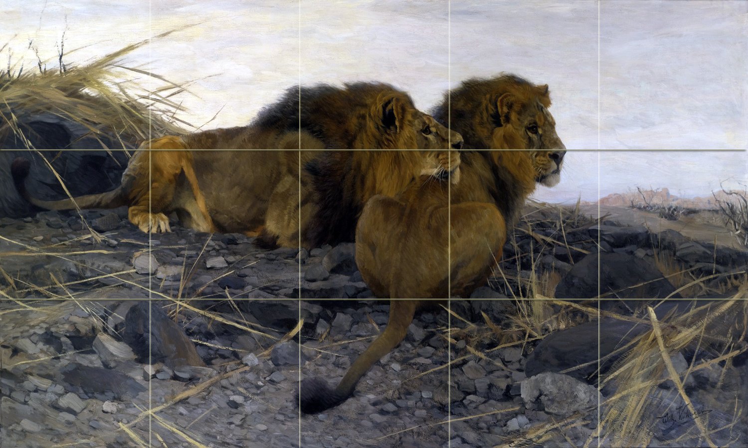 Africa lions W. Spielende Tile Mural Bathroom Wall Backsplash Art Marble Ceramic - Picture 11 of 28