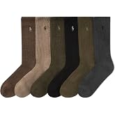 POLO RALPH LAUREN Men's Athletic Performance Cotton Crew Socks, 6 Pairs | Authentic Polo Ralph Lauren, Breathable Mesh, Arch Support, Moisture Wicking, Cushioned Comfort, Gift for Any Occasion
