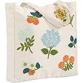 Perseverance Trade Embroidery Canvas Tote Bag for Women Reusable Cotton Shoulder Bag for Shopping Grocery Beach Book Gift Gym