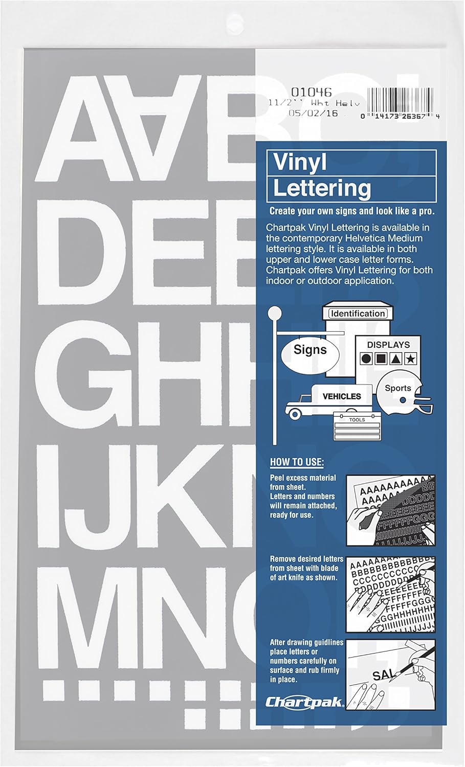 Chartpak SelfAdhesive Vinyl Capital Letters and Numbers, 11/2 Inches