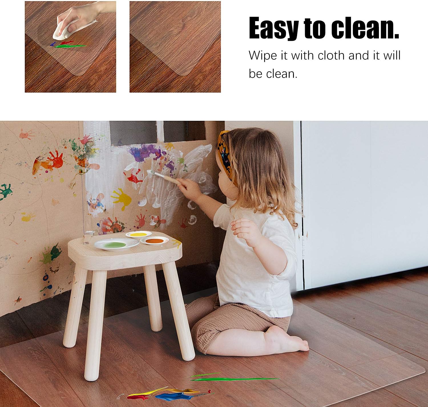 Kuyal Clear Chair mat for Hard Floors 30 x 48 inches Transparent Floor Mats Wood/Tile Protection Mat for Office & Home (30" X 48" Rectangle): Kitchen & Dining