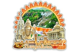 Autucson Decorative Magnet for Bengaluru India Unique Wooden Travel Souvenir to Record Beautiful Memories Fridge Magnet Colle