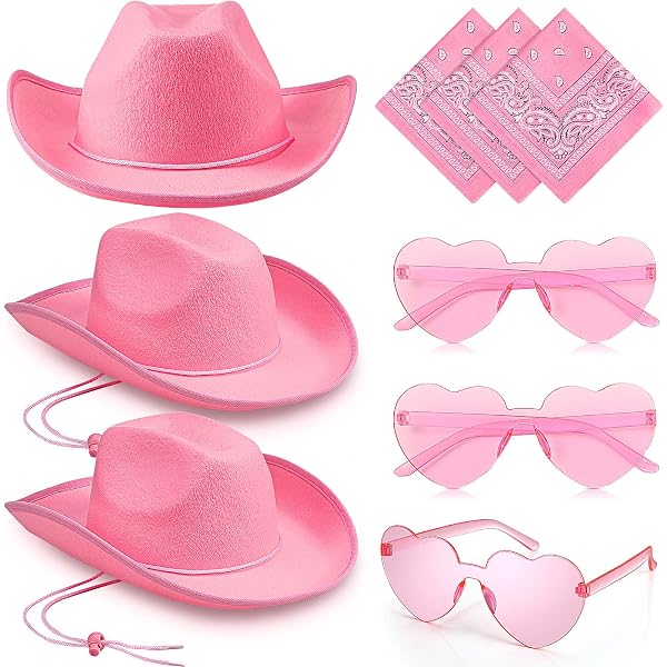 Generic Pink Cowgirl Hat - 3 Set Cowboy Hat for Women  display picture 2
