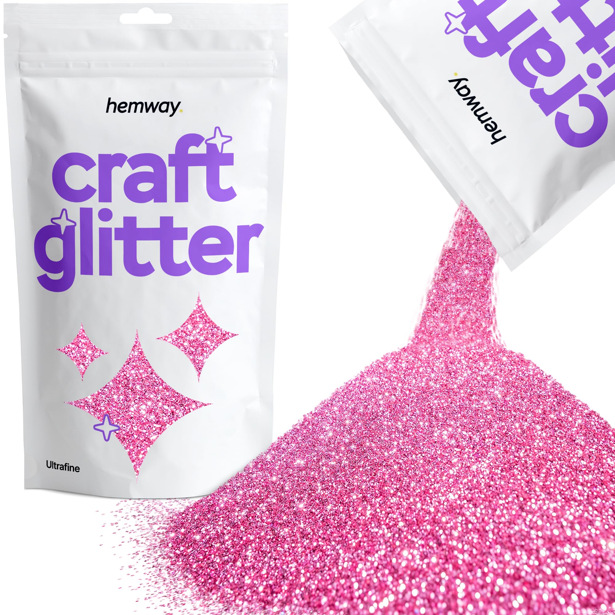 Hemway Craft Glitter Rose Pink 100g Ultrafine Glitter for Crafts, Resin, Cosmetic, Nail, Face, Body, Festival, Tumblers, Art, Candle, Crafting