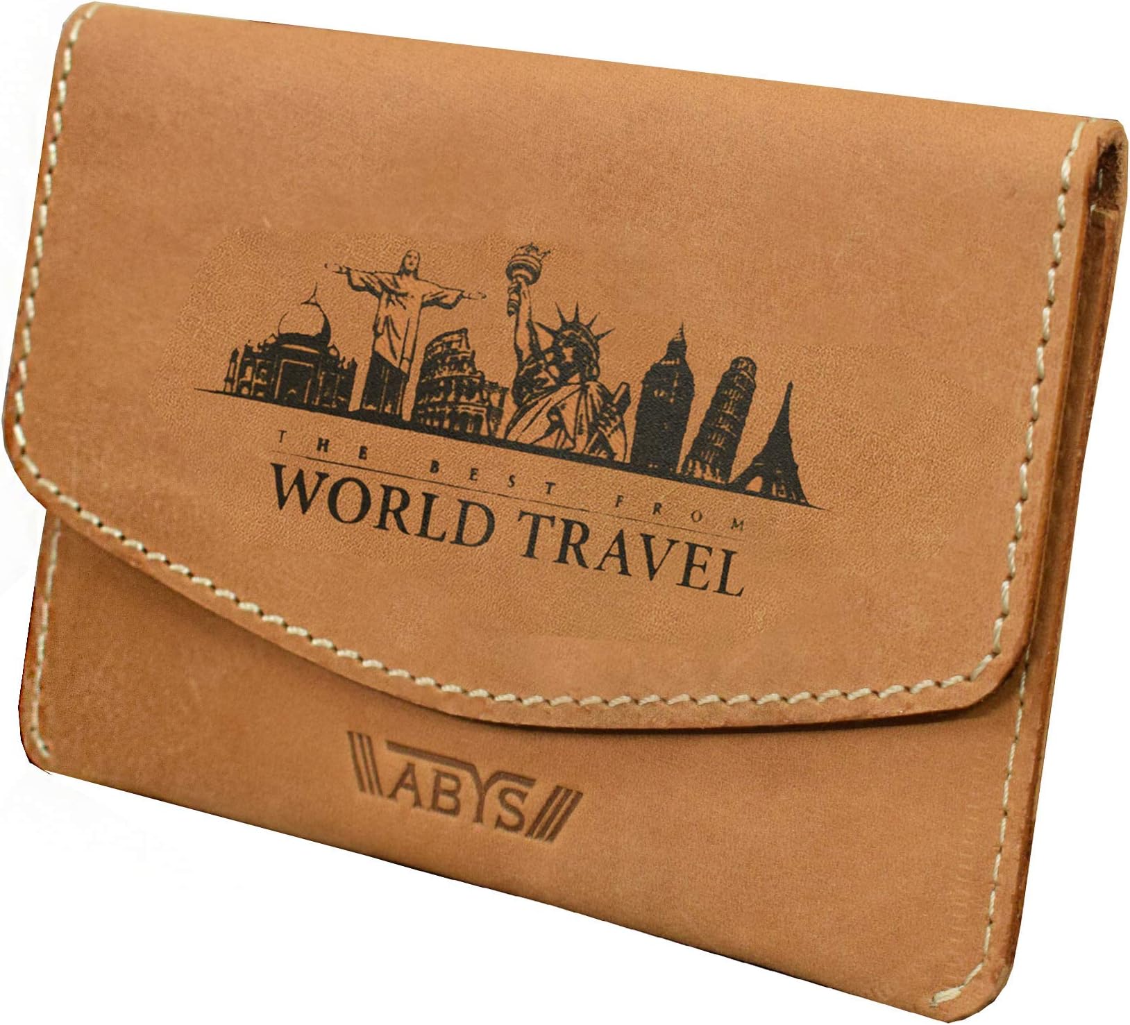 Genuine Tan Leather Passport Holder & Credit Card Case