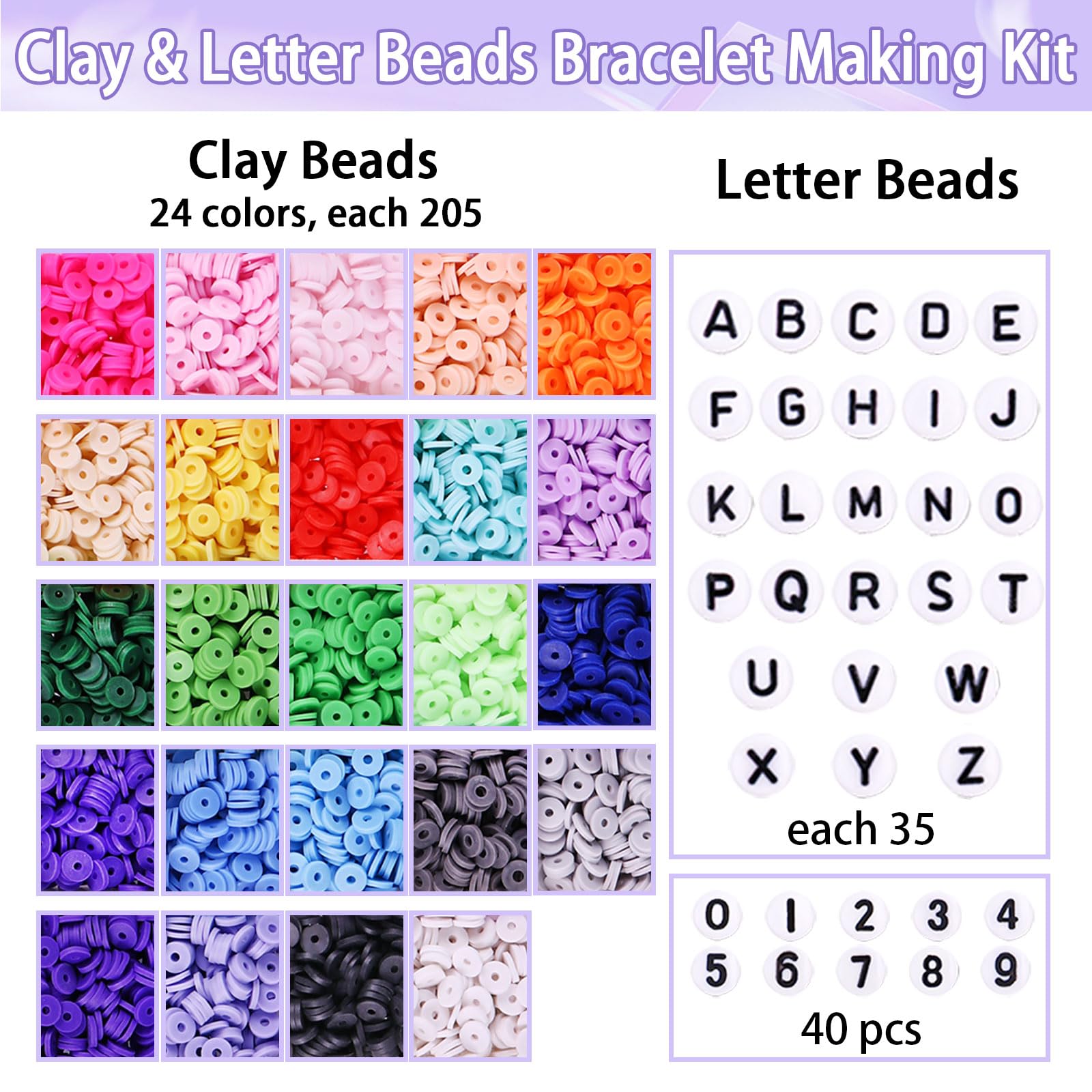 Wuollgess 6000 PCS Clay Beads Bracelet Making Kit with A to Z Alphabet Letter Beads, Friendship Bracelet Kit, Earrings Necklace Craft Jewelry Making Kit for Adults