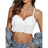 Avidlove Lace Bralettes for Women Padded Bralette Camisole Racerback Crop Top Floral Lace Bralettes V Neck