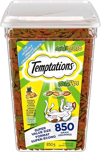 TEMPTATIONS Mix-Ups Adult Cat Treats Chicken, Catnip & Cheese Flavour, 850g Tub