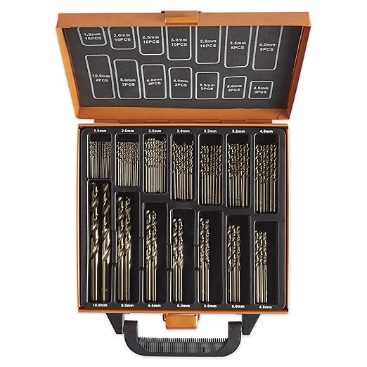 VonHaus 99-tlg Bohrer-Set Kobalt – Zum Bohren von Titanlegierungen, Edelstahl, Ziegel, Plastik, Holz & mehr – Inklusive Aufbe