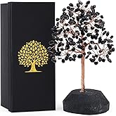 SITUMEIZI Black Obsidian Crystal Tree 7.09IN Healing Stones Natural Crystals Base Copper Wire Tree Life Reiki Black Gifts for Women Room Office Desk Decor Spiritual Meditation Energy